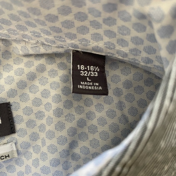 Van Heusen Button Down Shirt Grey Striped Sz L 16-16.5 - Picture 4 of 4